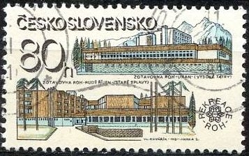 Checoslovaquia 1981 Scott 2366 Sello * Uran y Hoteles del Ocubre Rojo 80h Mi.2619 Yvert2442 Matasello de favor Preobliterado Ceskolovensko Czechoslovakia Tchecoslovaquie